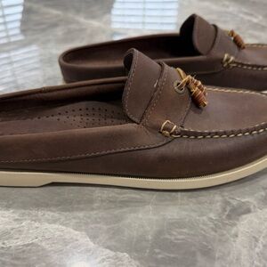 L.L. Bean Women’s 9M Brown Leather Slip On Mule Boat Shoe Moccasin Tassel Loafer